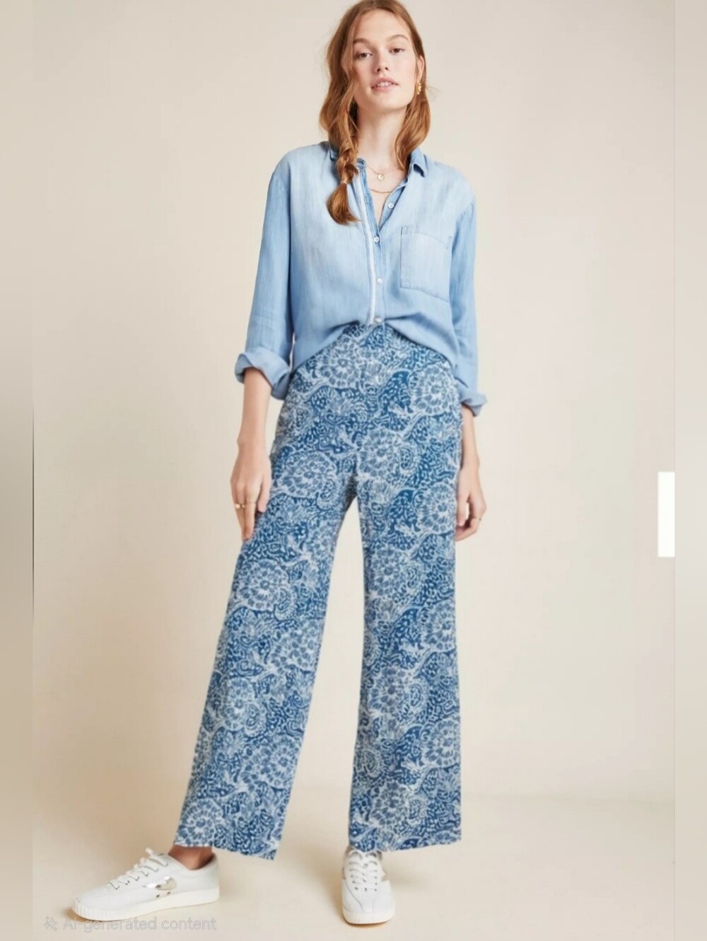 Anthropologie Maeve Navy Blue Anika Knit Wide Leg Pants Size Medium